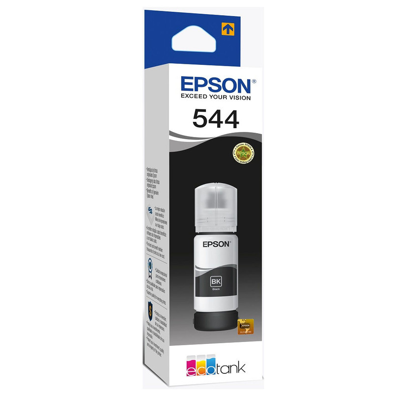 Botella de tinta original Epson 544 de color negro.