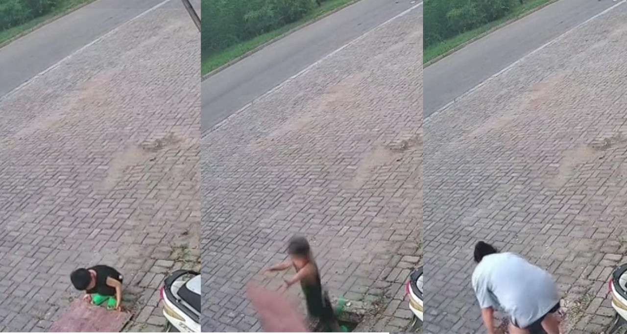 Abuela se lanza a tanque séptico para rescatar a su nieto