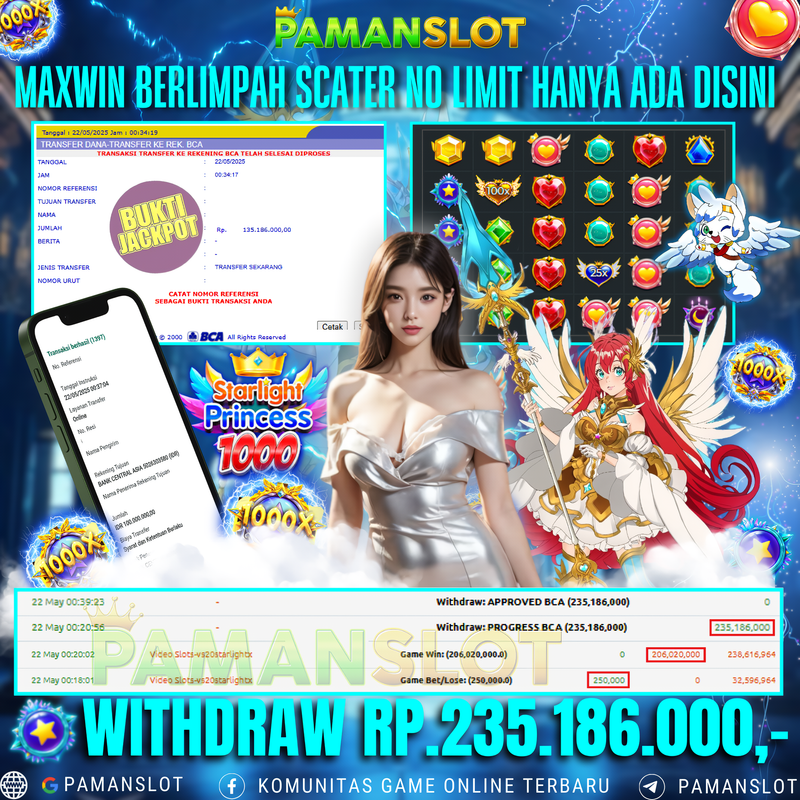 PAMANSLOT JACKPOT SLOT STARLIGHT PRINCESS 1000 Rp. 235.186.000 - LUNAS