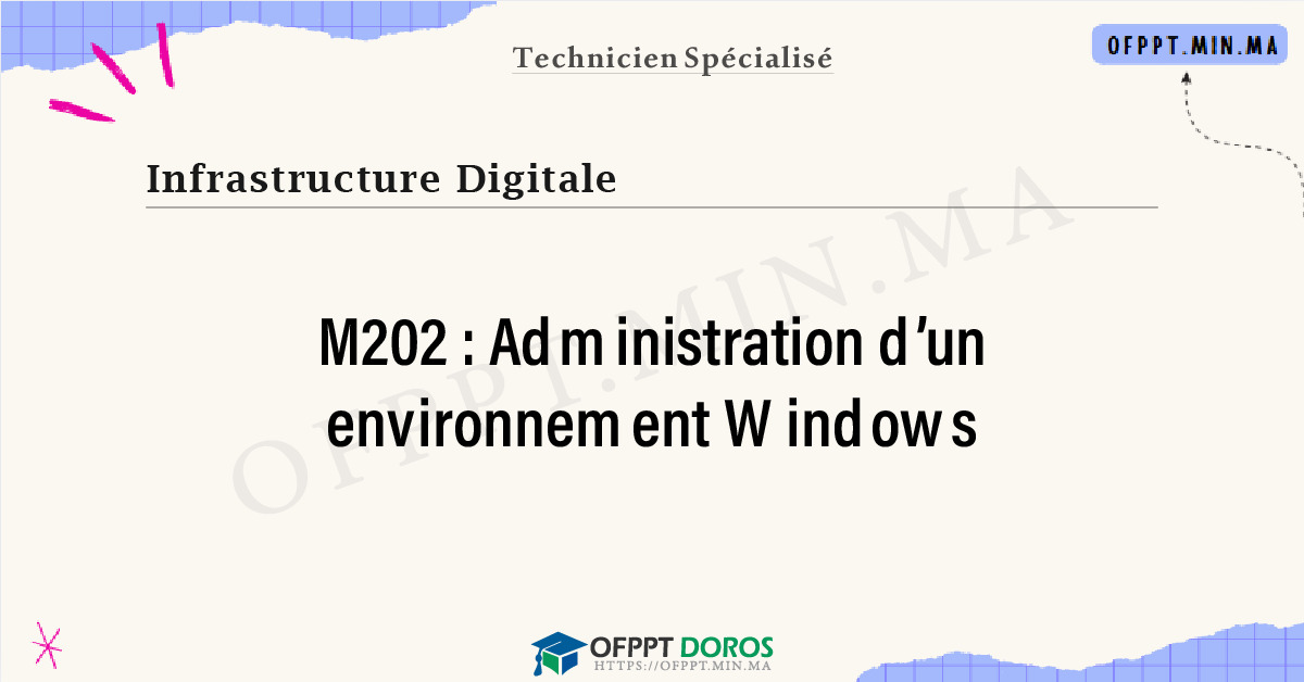 Sommaire détaillé du cours Administration d’un environnement Windows M202 OFPPT - Structure du module