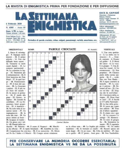 La Settimana Enigmistica N.4585 - 6 Febbraio 2020
