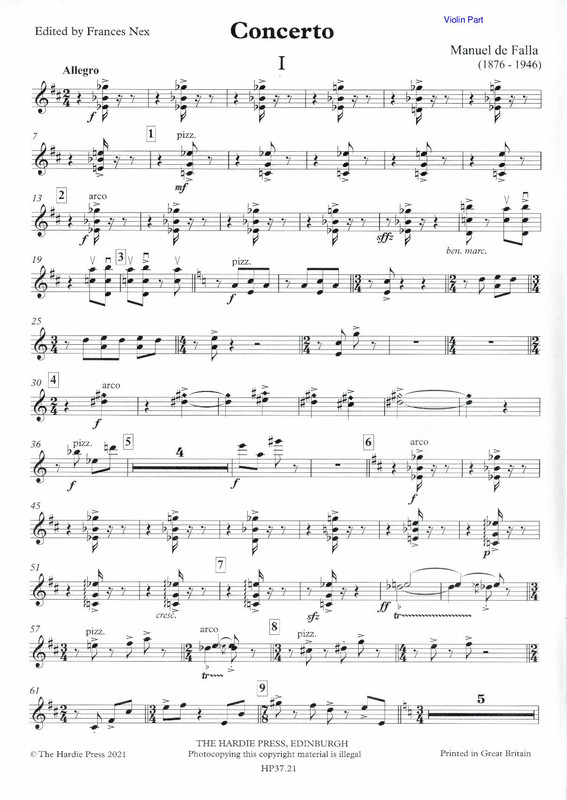 Manuel de Falla : Concerto for harpsichord or piano, flute, oboe, clarinet, violin & cello 