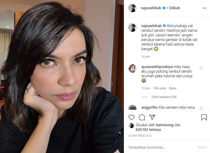Tampilan rambut baru Najwa Shihab