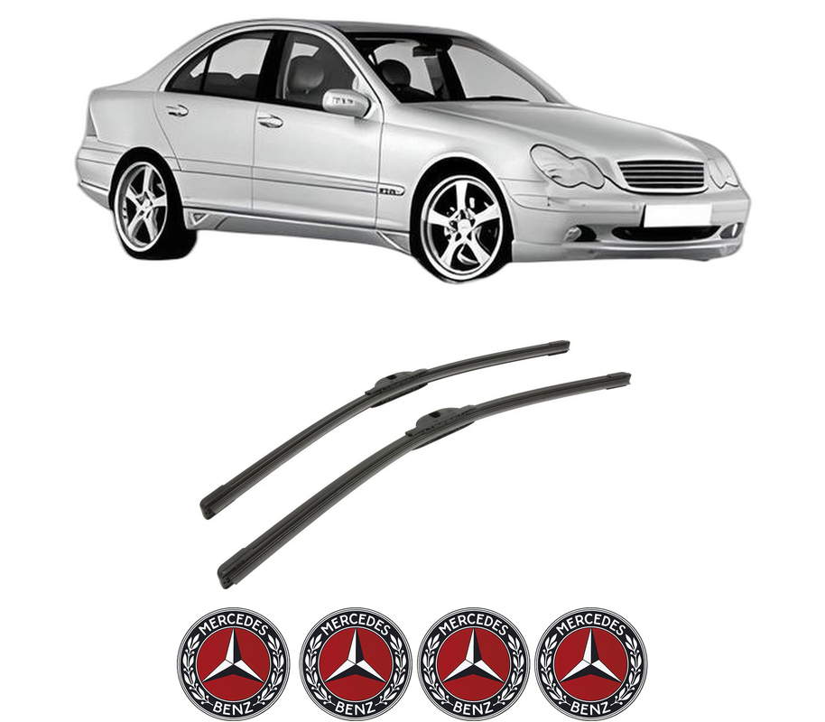 Set stergatoare auto MERCEDES-BENZ C-CLASS (W203) din 2000-2007, pentru parbriz auto, 2 bucati, Bosch Aerotwin, din cauciuc siliconat rezistent, 4 Stickere Auto MERCEDES-BENZ