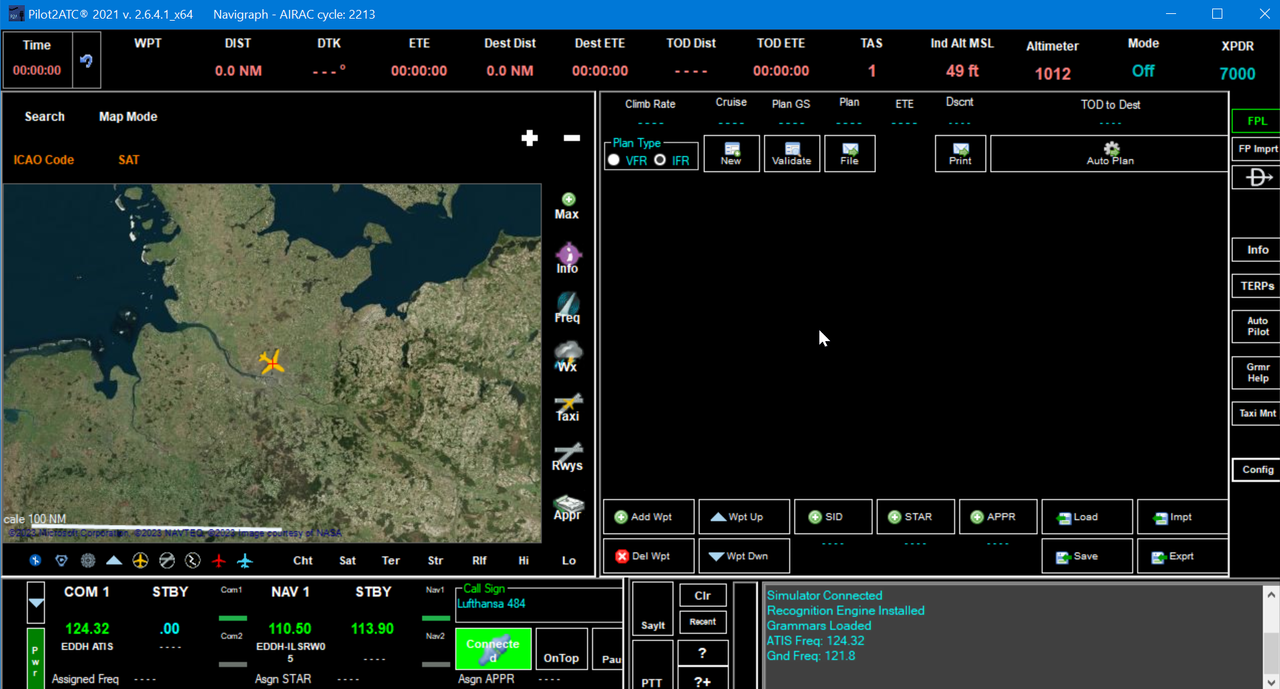 2023-01-06 08_45_16-Pilot2ATC® 2021 v. 2.6.4.1_x64 Navigraph - AIRAC cycle_ 2213
