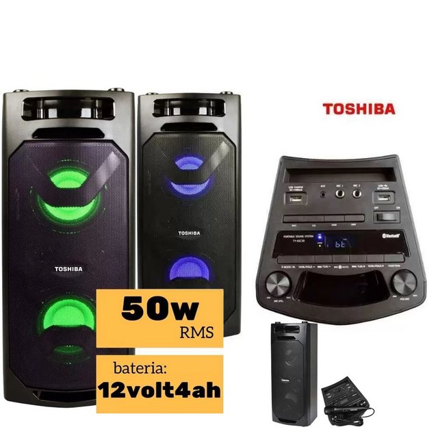 Caixa de Som Torre Toshiba, Bluetooth, Rádio FM, 50W RMS – TY-ASC50