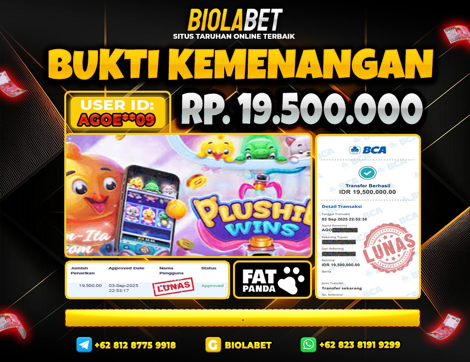 BIOLABET JACKPOT Fat Panda Rp.19.500.000.,- LUNAS