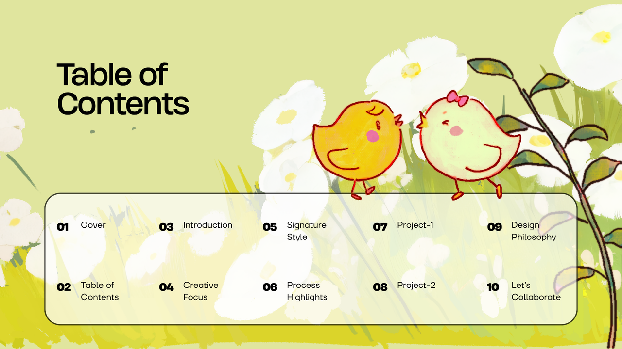 Green and Blue Illustrated Creative Portfolio Presentation