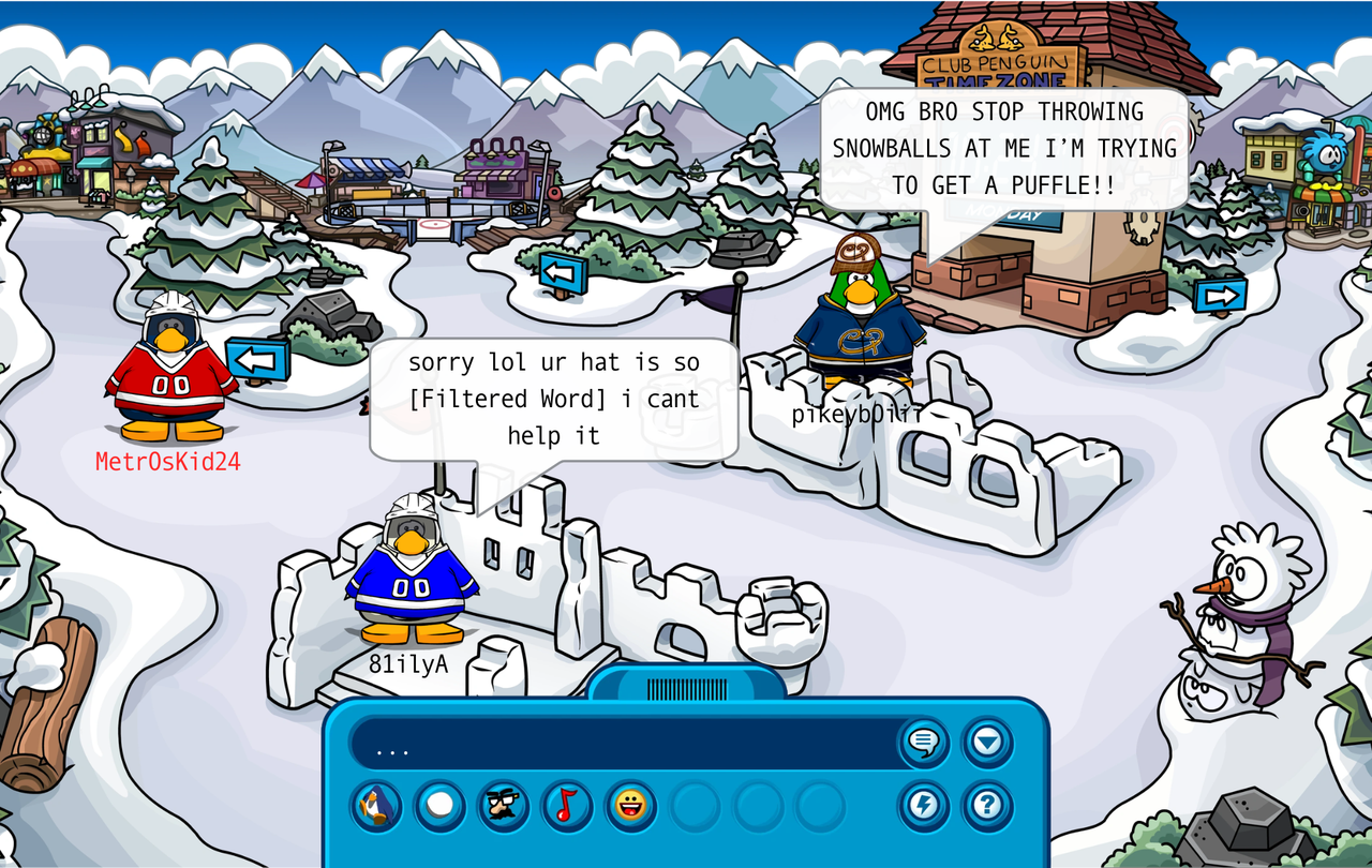 Ilya throwing snowballs at Hayden while Shane watches