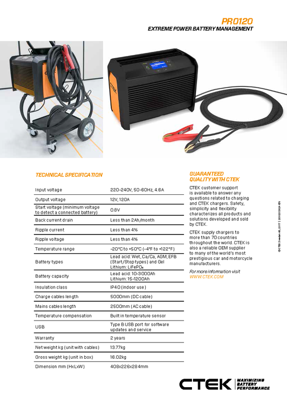 Batterieladegerät CTEK PRO 120 Professional Charger