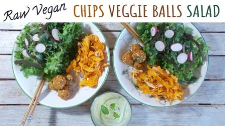 Raw Vegan Chips Balls Salad + Nut Dip | Gluten-Free | Challenge Yourself
