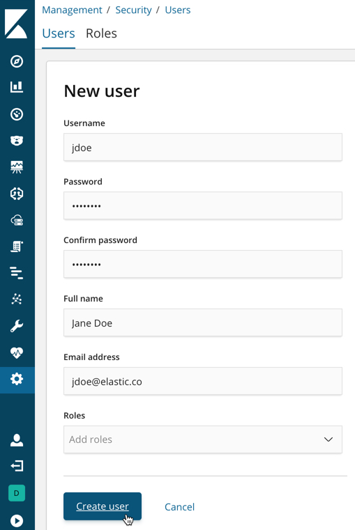 kibana user configuration