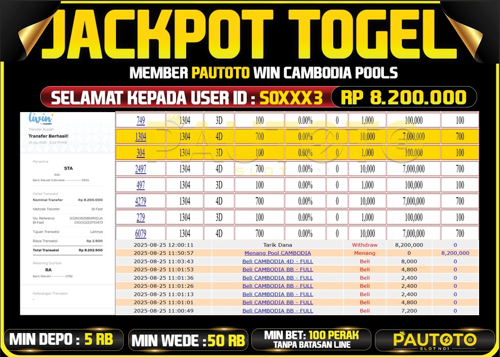 BUKTI JACKPOT LUNAS PAUTOTO