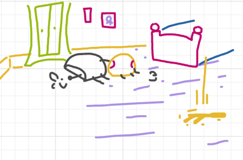 A panel from A Murder On The, episode six of the Board Boards object show by Furretwalk/WalkingFurret.