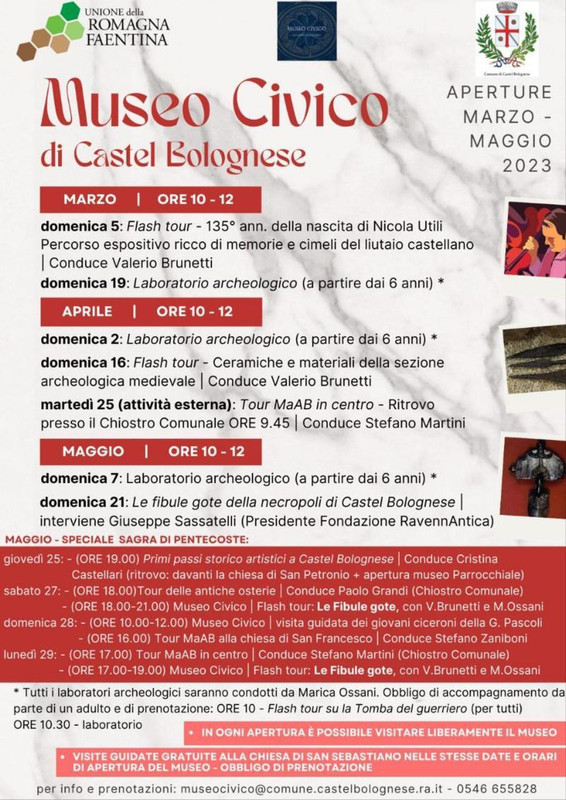 Gli appuntamenti ed eventi di marzo, aprile e maggio del Museo Civico di Castel Bolognese