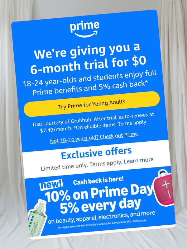 Amazon Prime for Young Adults – 6 Months for $0