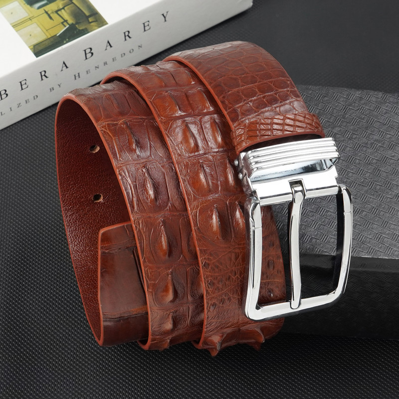 Real Crocodile Light Brown Leather Men display picture 1