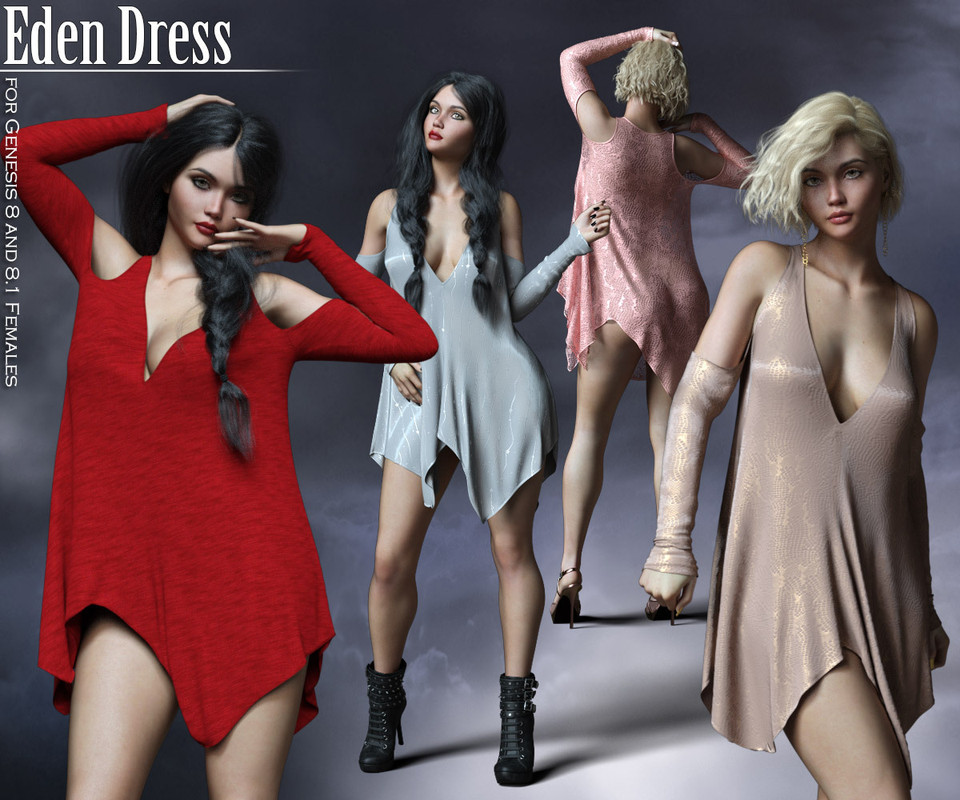 Eden Dress for Genesis 8.0 and Genesis 8.1 Females