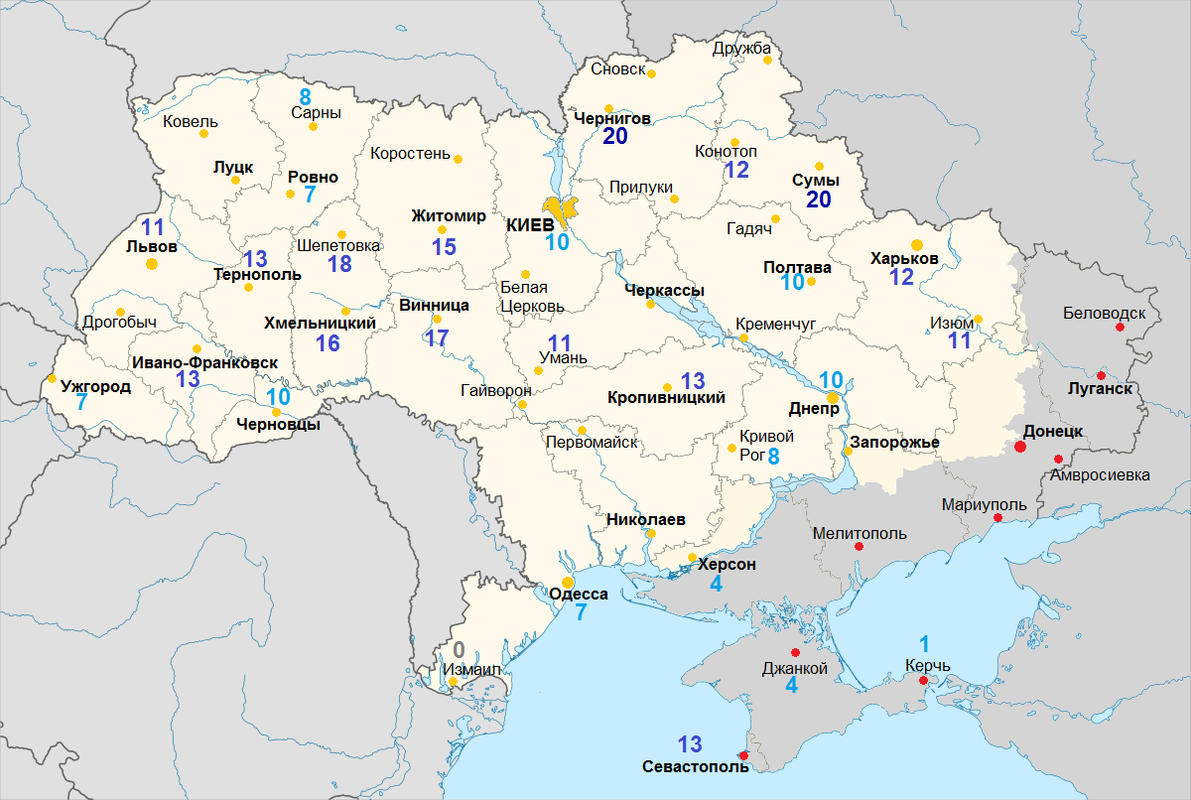 Погодная карта Украины январь СП