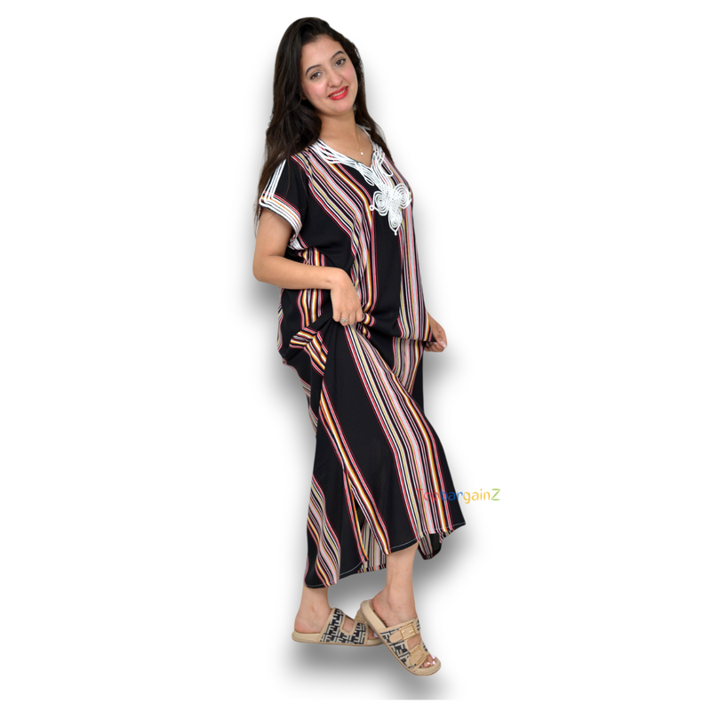 Black Moroccan Women Kaftan Maxi Dress Casual Embroidered Casual Caftan Eid  Gift | eBay