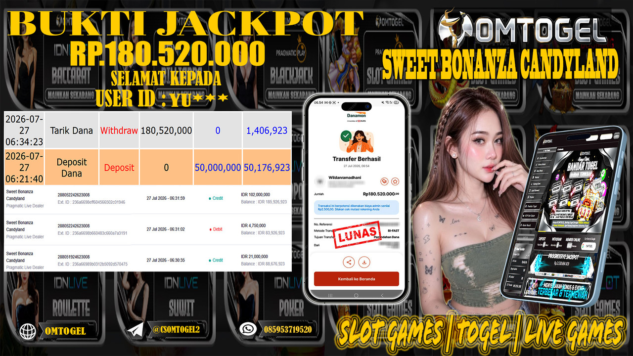 OMTOGEL JACKPOT PRAGMATICPLAY LIVE DEALER   Rp,180,520,000,- DIBAYAR LUNAS