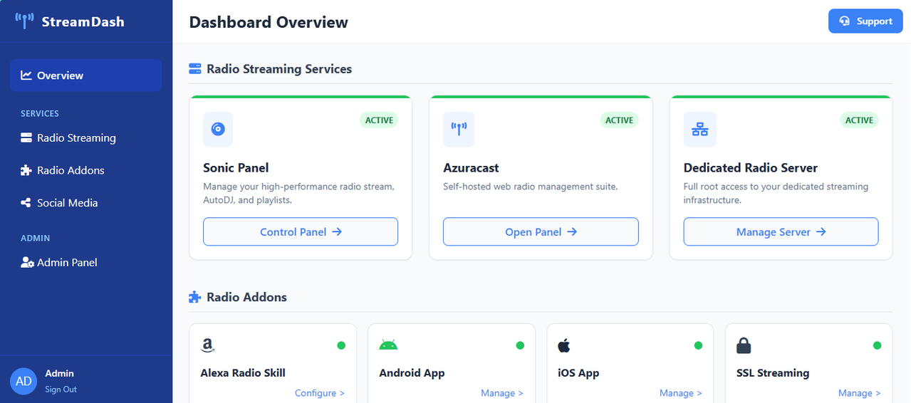 Control Panel Dashboard