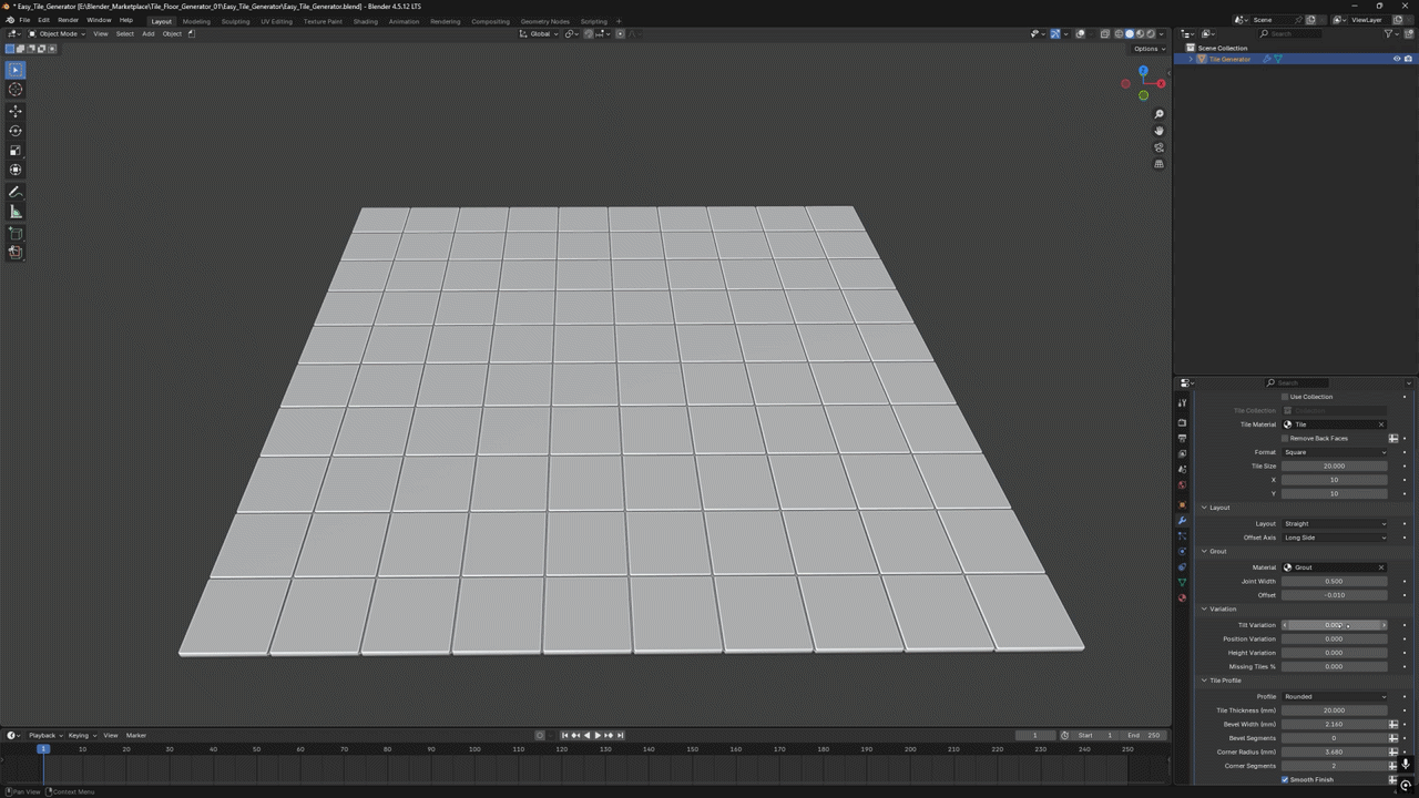 Random tile tilt variation