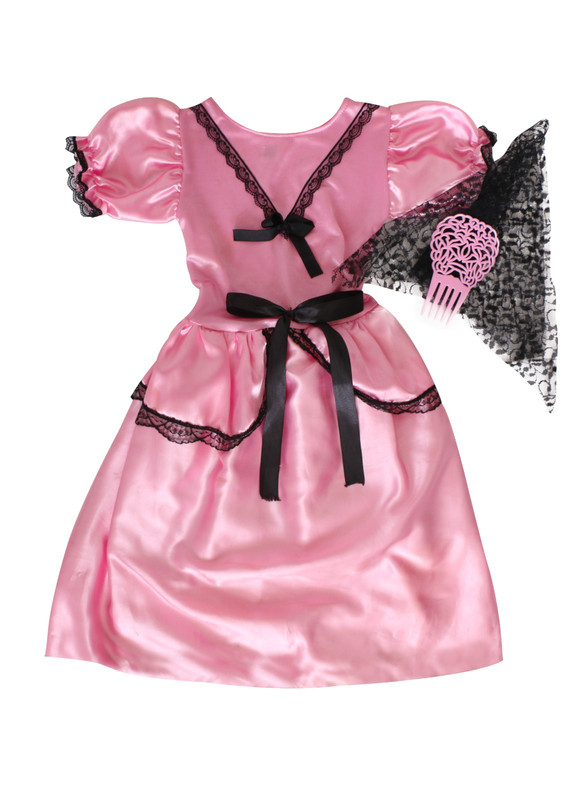 DAMA ANTIGUA ROSA CON MANTILLA Y PEINETÓN (incluye escarapela plástico)