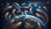 DALL-E-2023-10-15-10-55-22-Oil-painting-Above-Earth-amidst-the-vastness-of-space-a-cat-with-fur