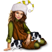 christmas_elf_girl_with_boston_terrier_puppy 29
