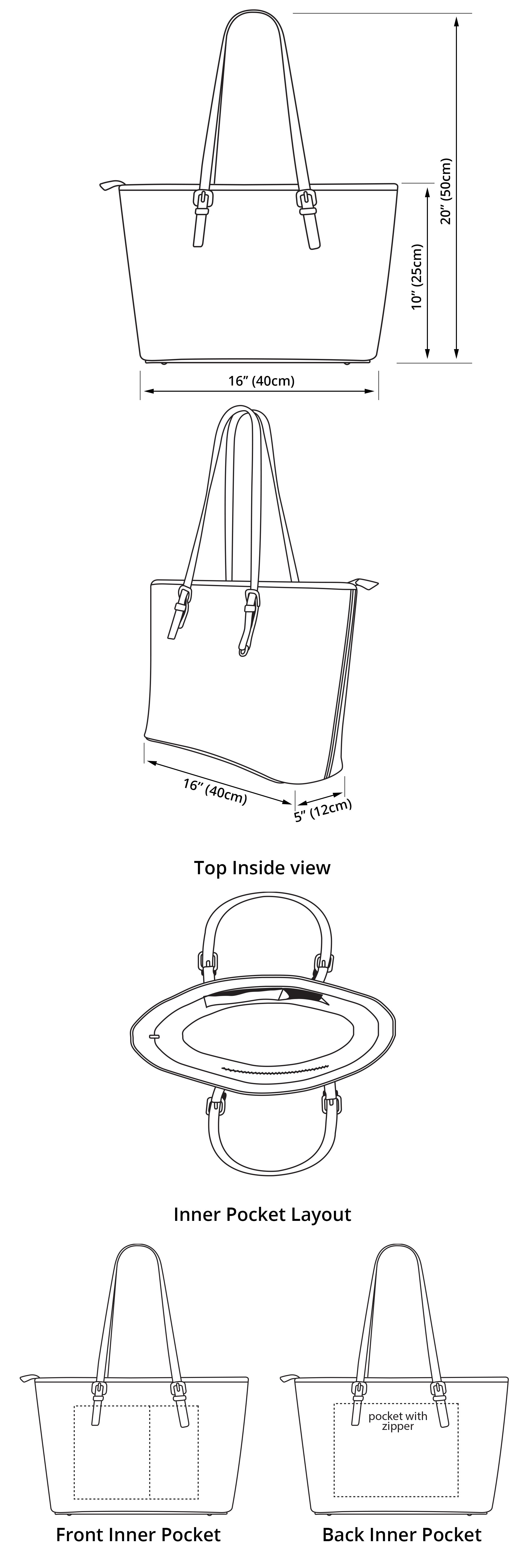 small leather tote dimensions