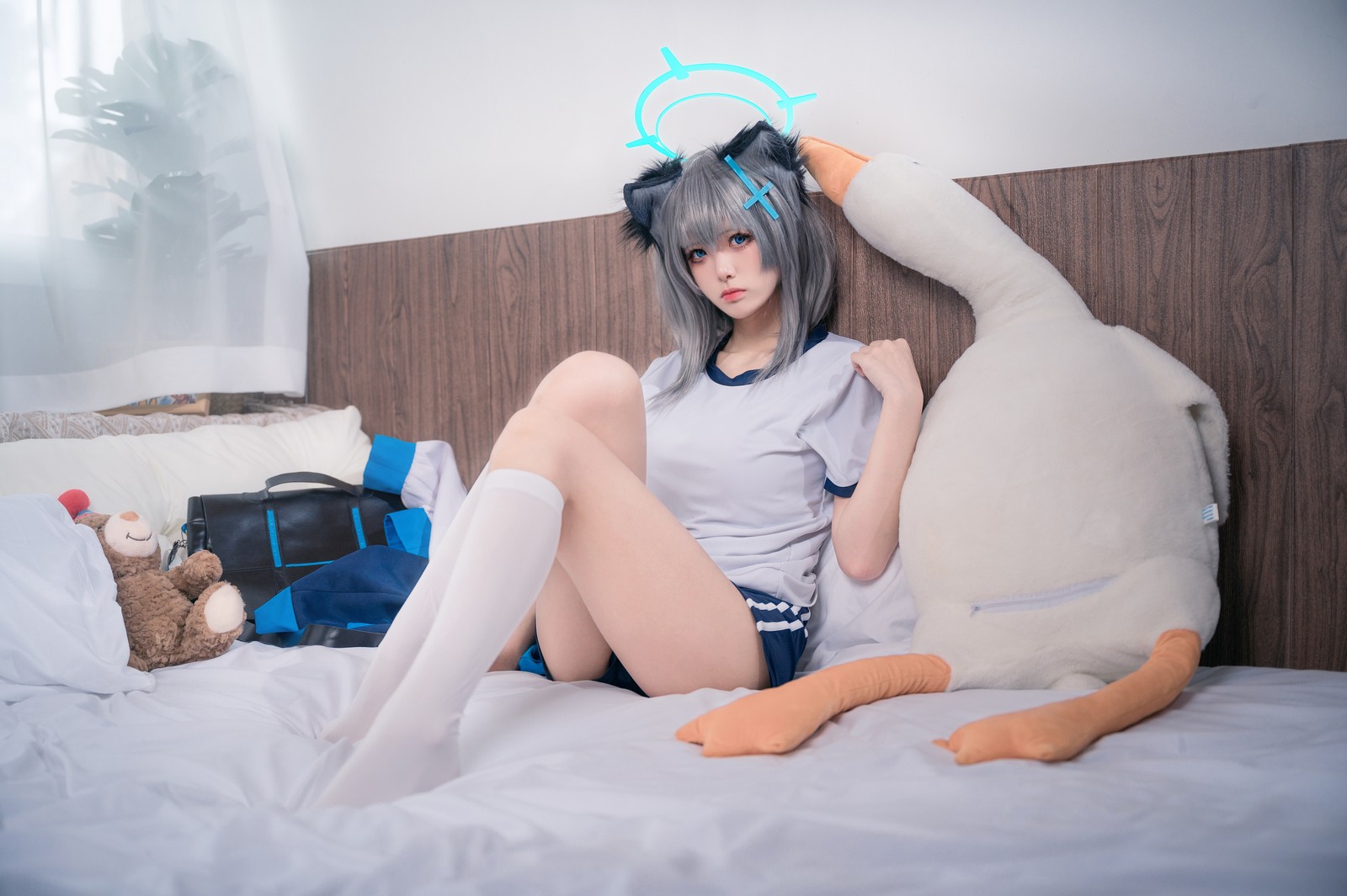 九柒喵 – 体操服白子 Cos 性感体操服写真（17P-67.6M）日系角色主题图集插图5