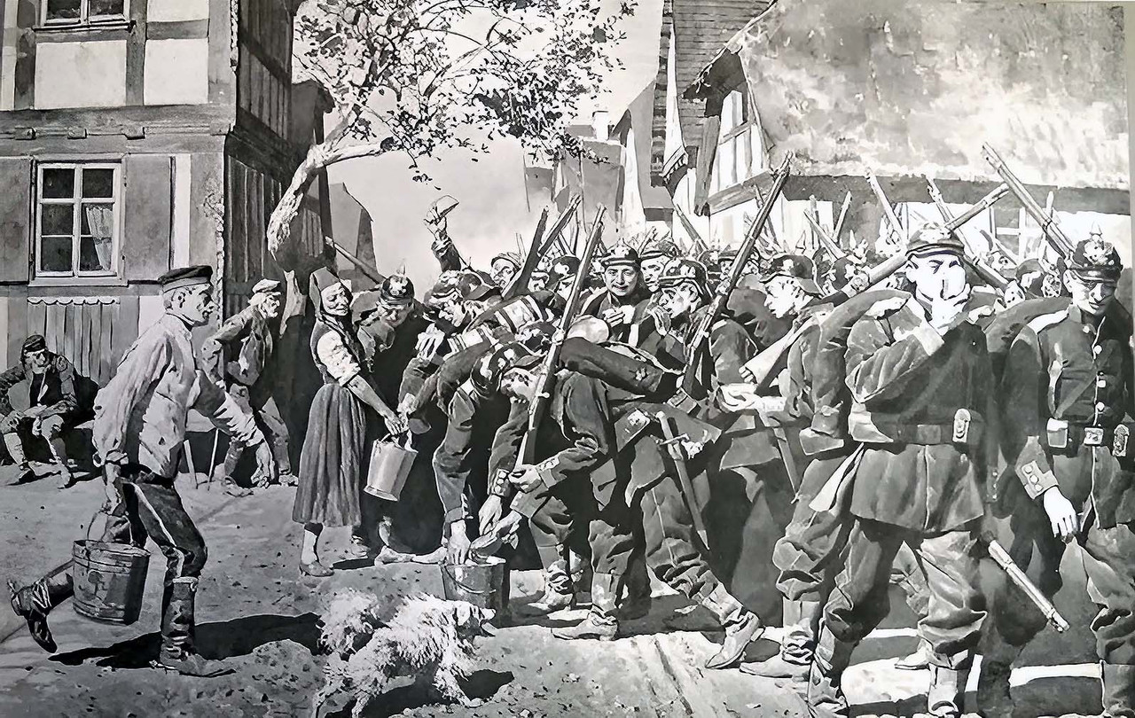 Franco prusiana los sedientos soldados prusianos camino del frente