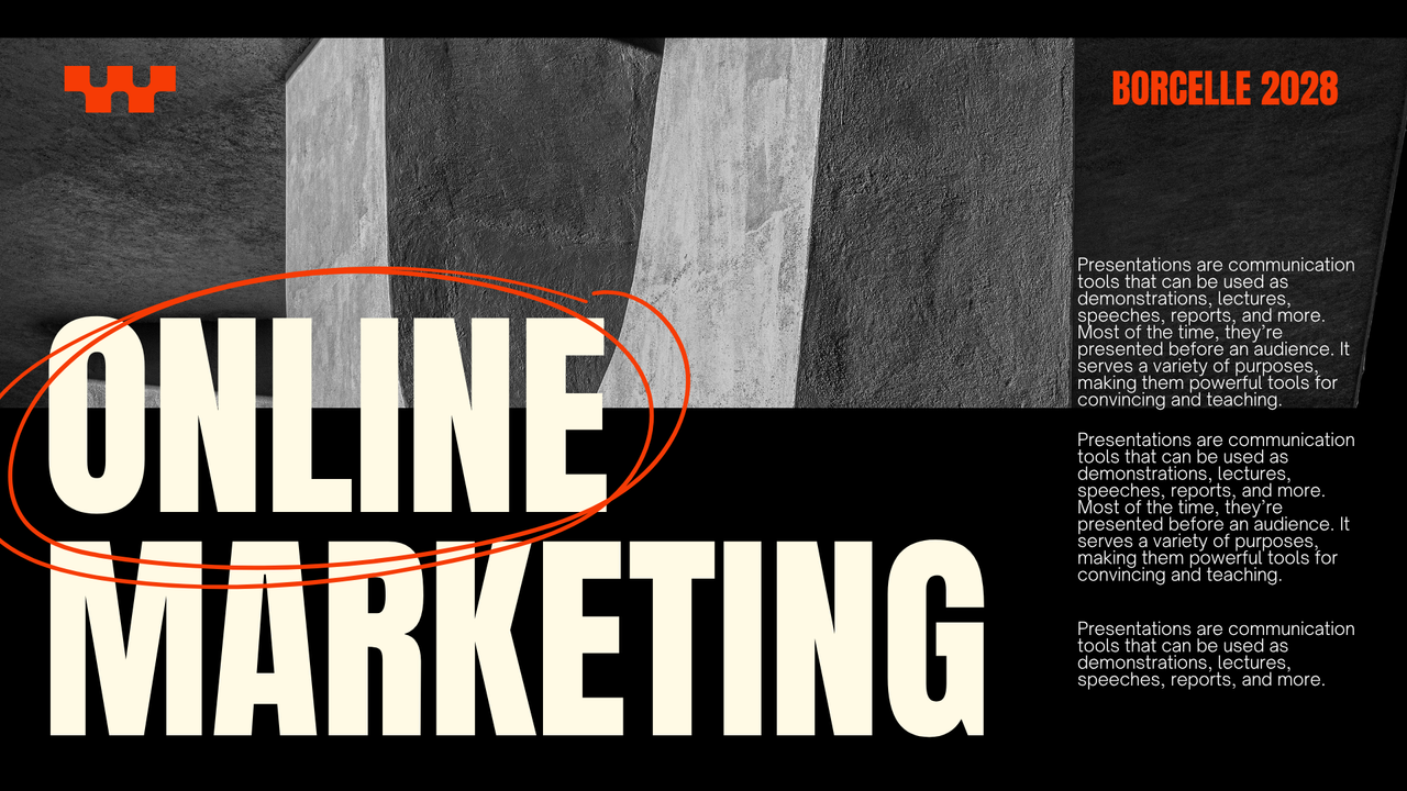 Orange and Black Bold Grunge Digital Marketing Presentation