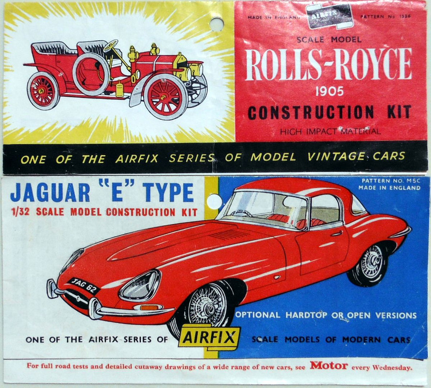Airfix 32 1905 Rolls Royce (1336) Jaguar E Type (M5C)