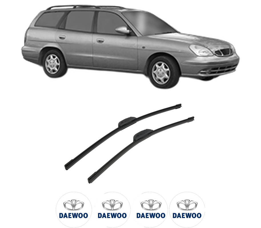 Set stergatoare auto DAEWOO NUBIRA Estate (J150) din 1999-2002, pentru parbriz auto, 2 bucati, Bosch Aerotwin Retrofit, din cauciuc siliconat rezistent, 4 Stickere Auto DAEWOO