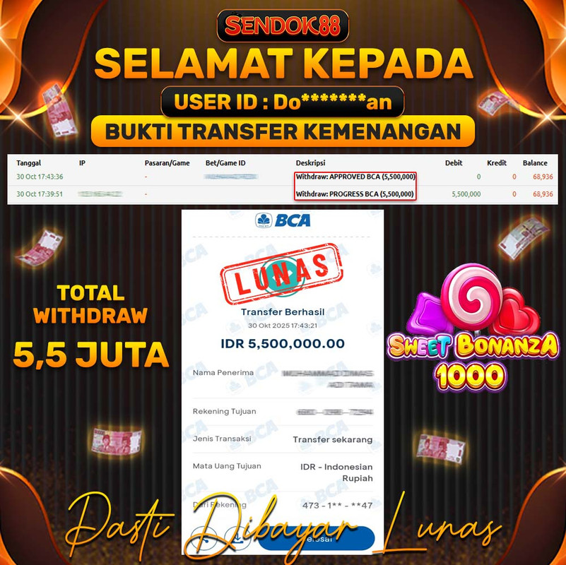 SENDOK88 JEPE! SWEET BONANZA 1000 Rp 5.500.000,- LUNAS!