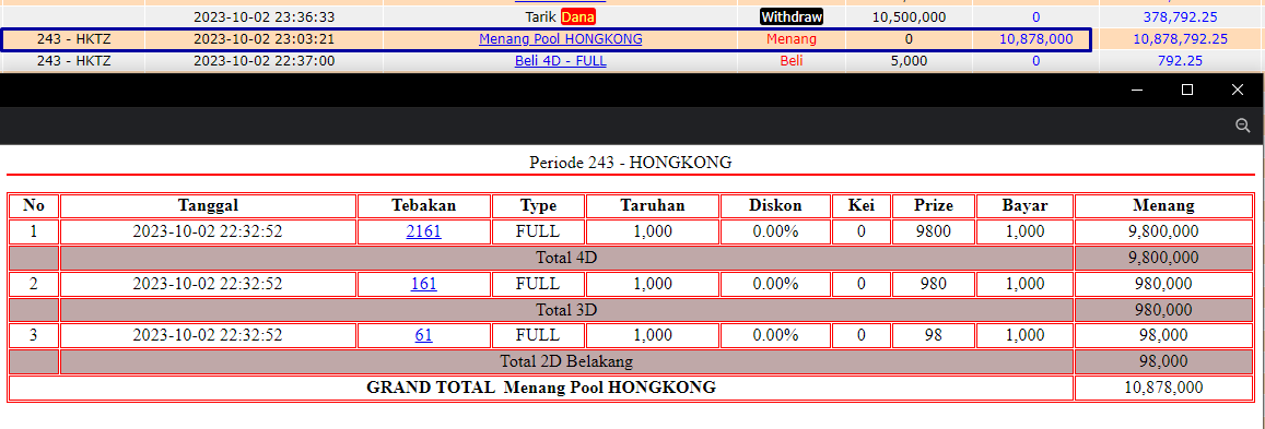 Bukti JP togel hari ini