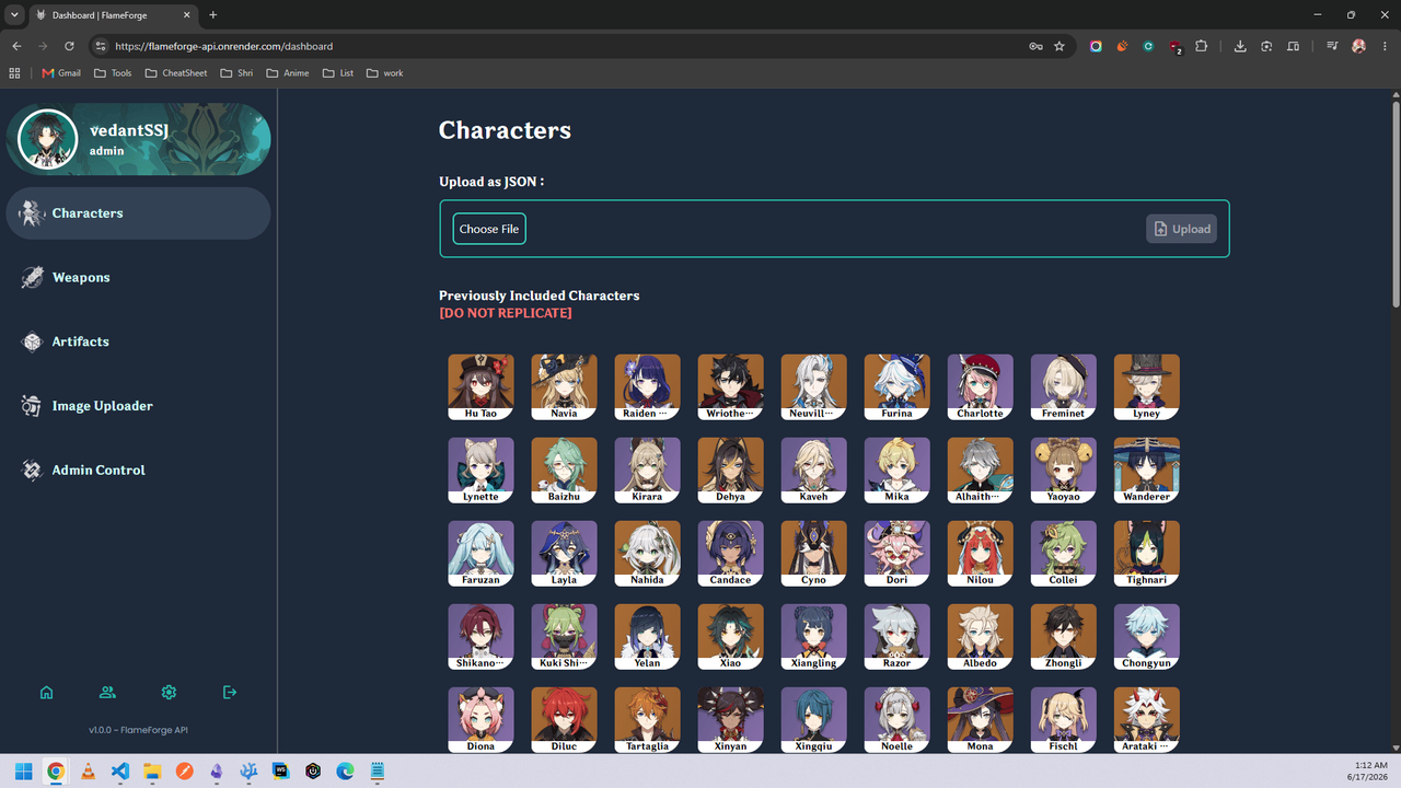 Character management view