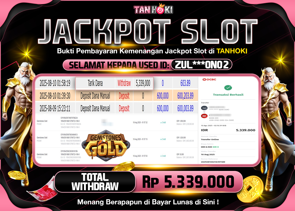 TANHOKI JACKPOT SLOT GEMSTONES GOLD Rp.5.339.000,- LUNAS