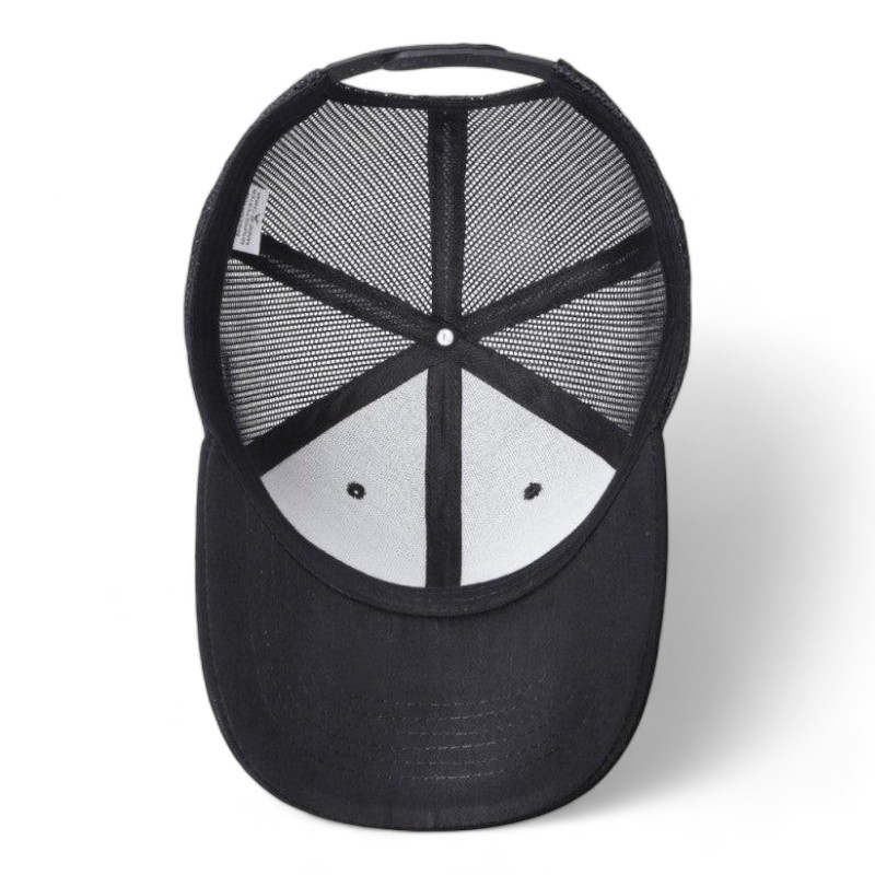 Mens black baseball cap mesh trucker hat
