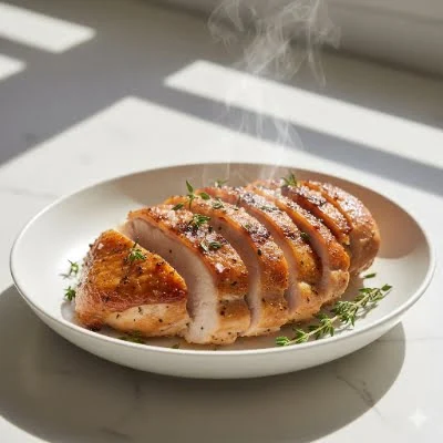 Geflügel Rezepte: Geflügelfleisch fertig zubereitet und angerichtet