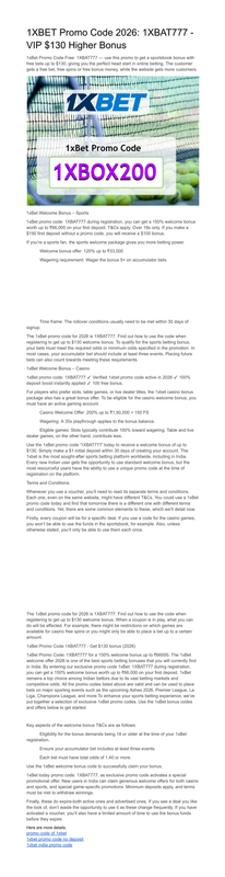 1x Bet Registration Code 130 Bonus