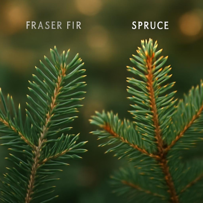 Сравнение хвои пихты Фразера и ели