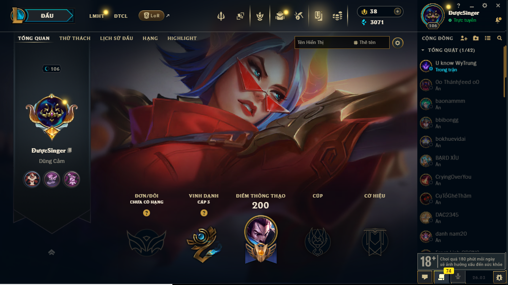 Acc LMHT # - Không Khung