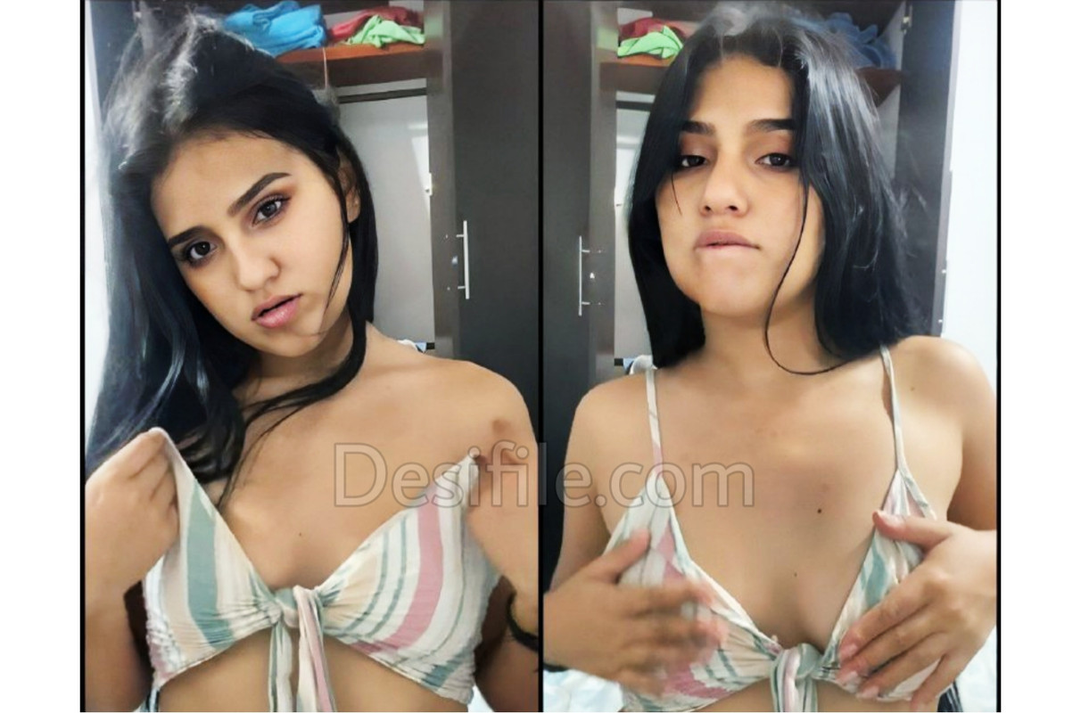 Hot girl shaking her boobs rubbing hard closeup