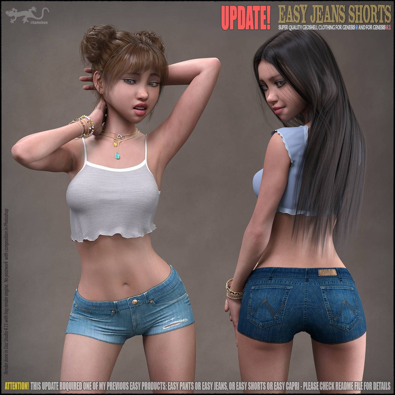 Easy Jeans Shorts for Genesis 8 and 8.1 Easy Jeans Shorts for Genesis 8 and 8.1