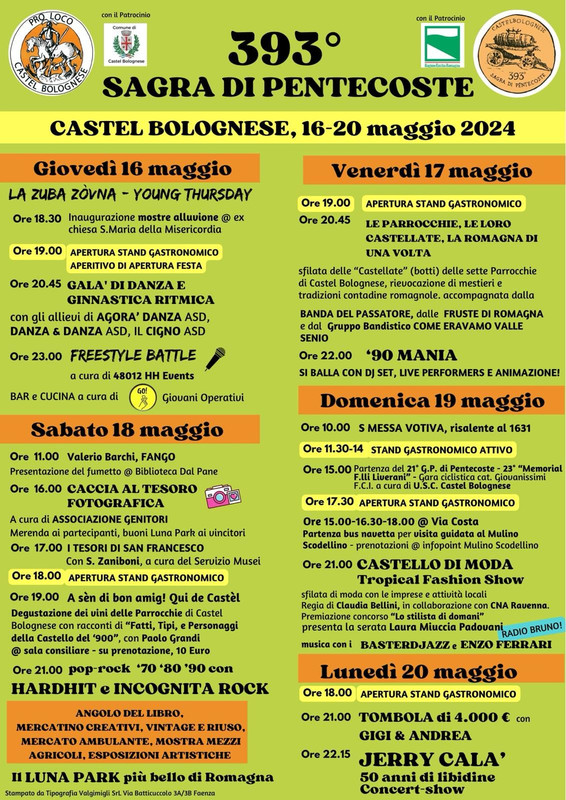 Tutto pronto per la 393° Sagra di Pentecoste in programma dal 16 al 20 maggio 2024 Tutto pronto per la 393° Sagra di Pentecoste in programma dal 16 al 20 maggio 2024