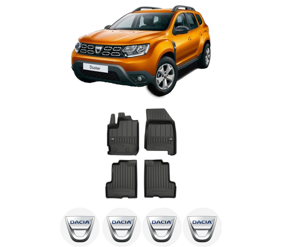 Set covorase presuri DACIA DUSTER SUV Van din 2011-2018, auto, din cauciuc thermoplastic, 4 Stickere auto cu DACIA