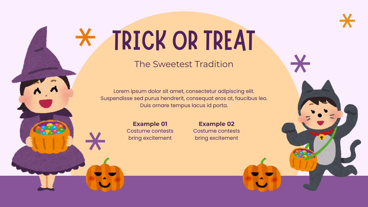 Purple and Orange Watercolor Happy Halloween Presentation